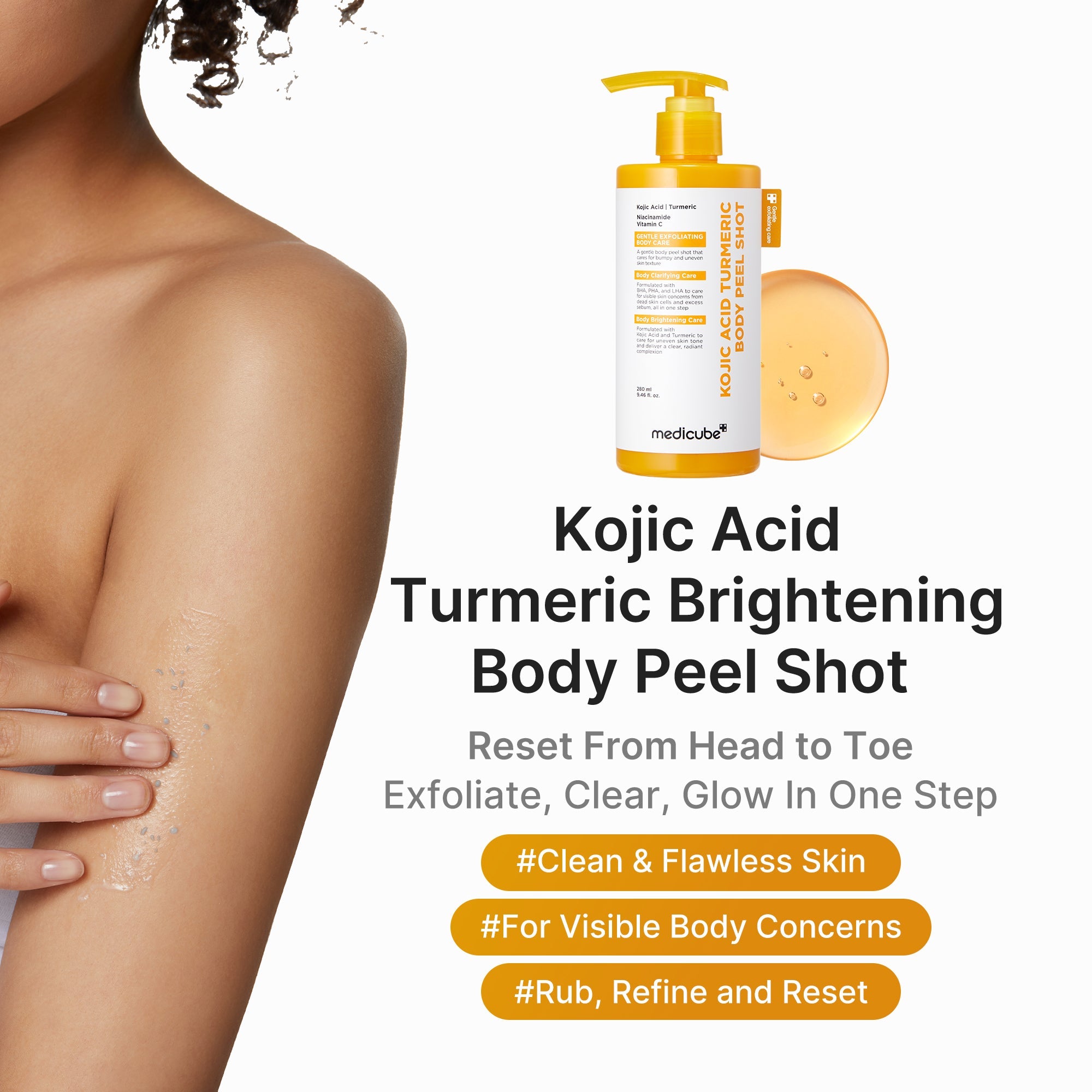 Kojic Acid Turmeric Body Peel Shot - Dewy Cleansing Balm