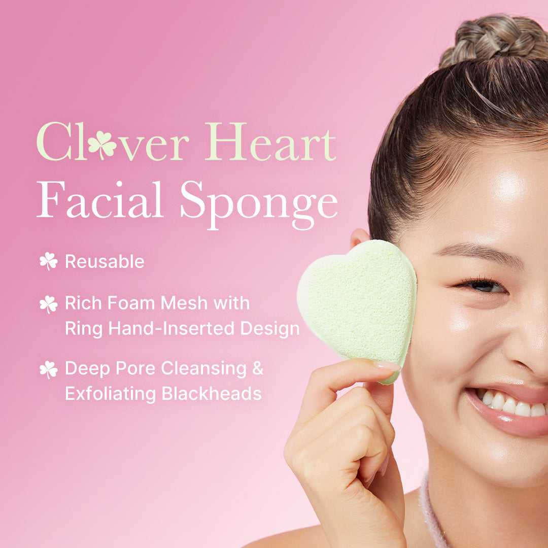 Clover Heart Facial Sponge - Fresh Face Facial Device