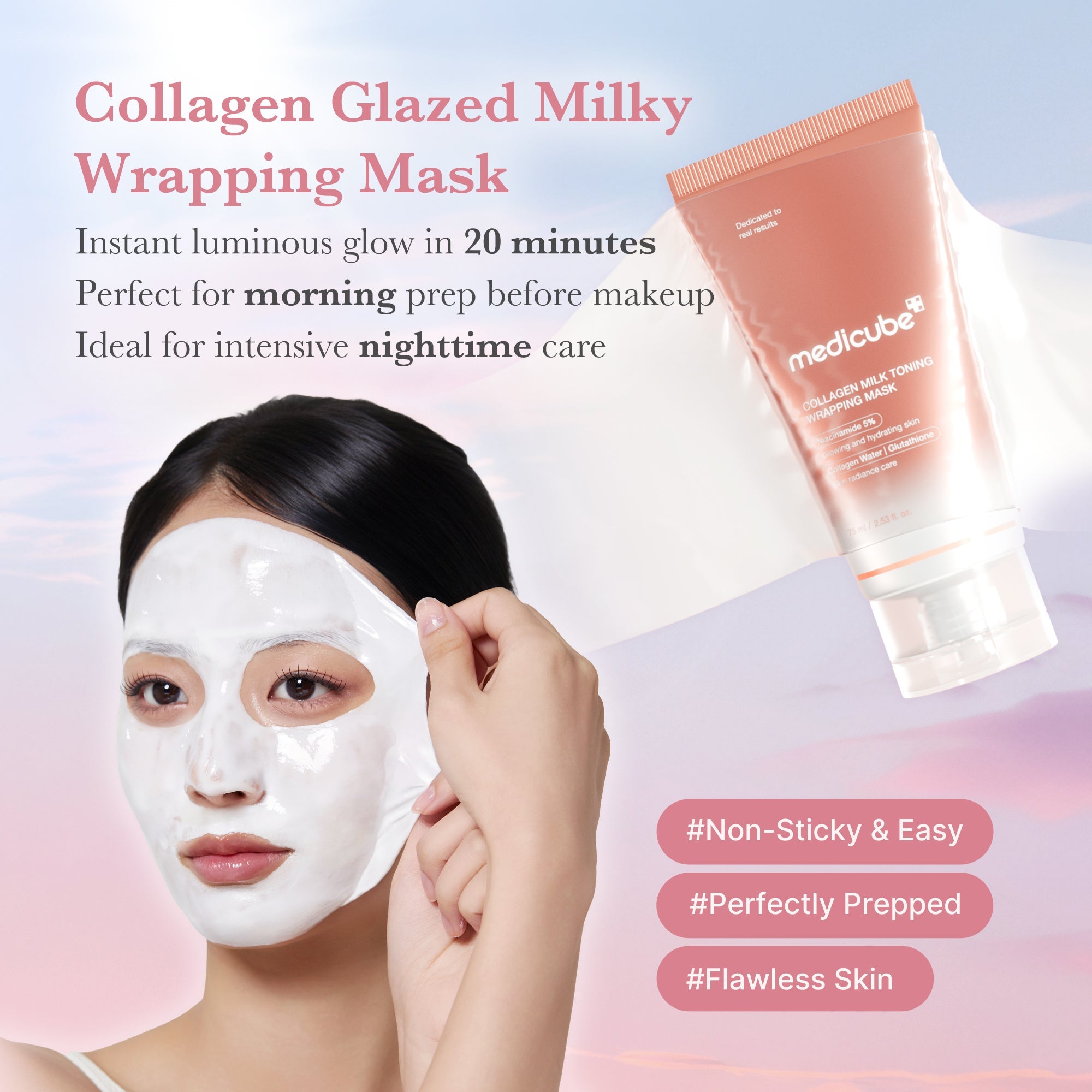 Collagen Milky Glow Daytime Wrapping Mask - Radiant Exfoliating Pads