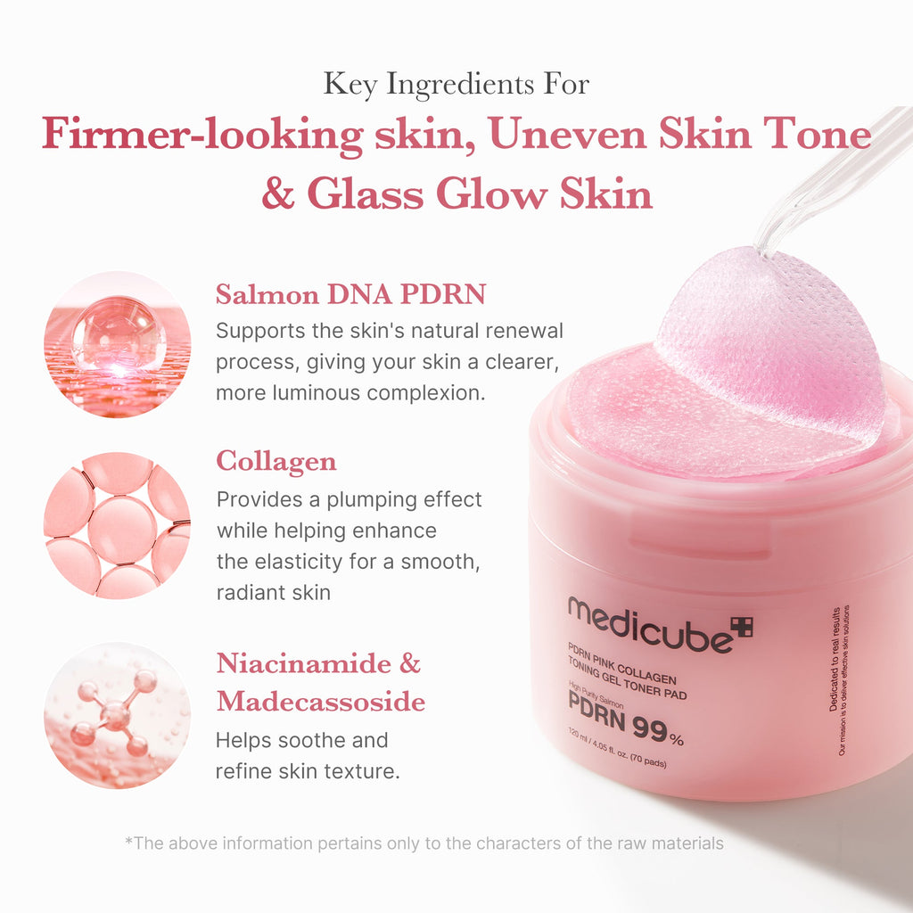 PDRN Pink Collagen Gel Toner Pad - Self Care Gel Cleanser