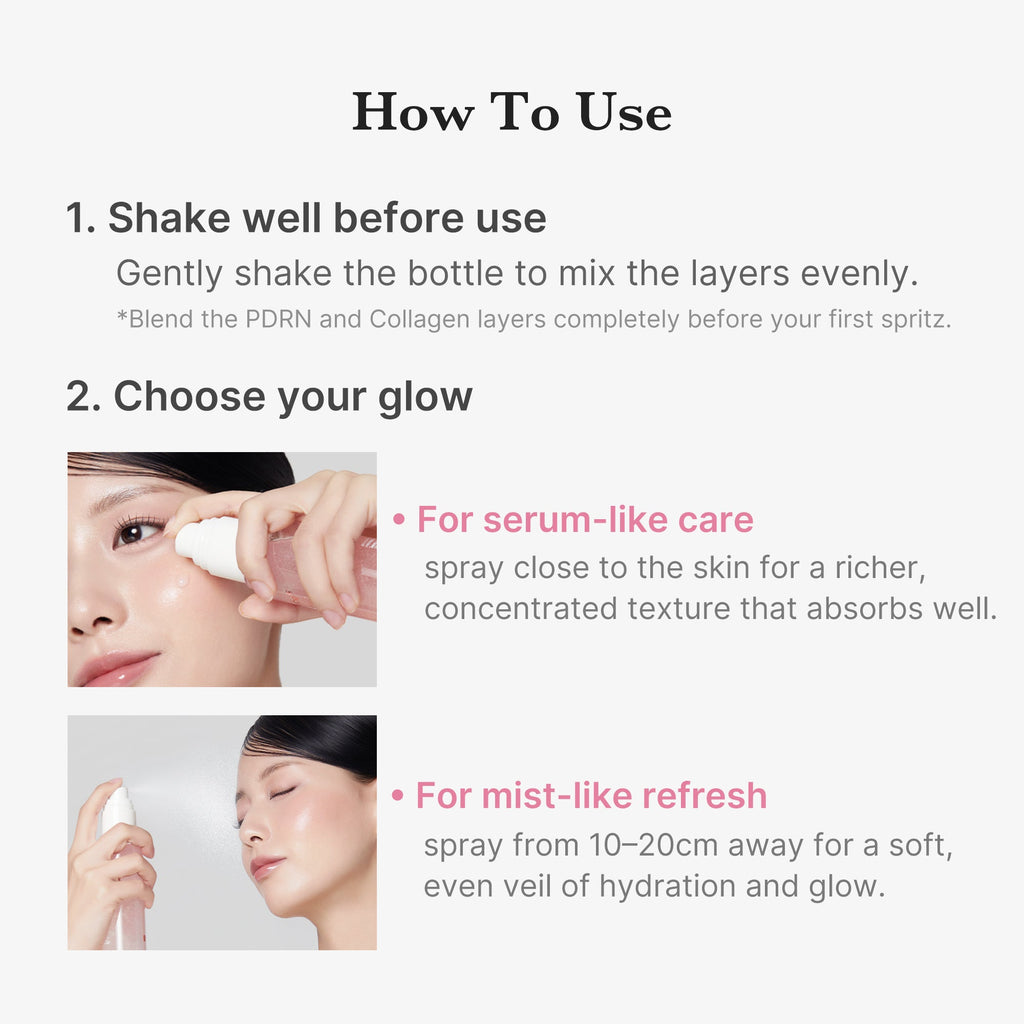 PDRN Pink Collagen Glow Jelly Mist Serum - Lightweight Gel Cream